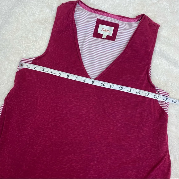 Anthro Deletta Fuchsia Overlay Striped V Neck S - Picture 8 of 12